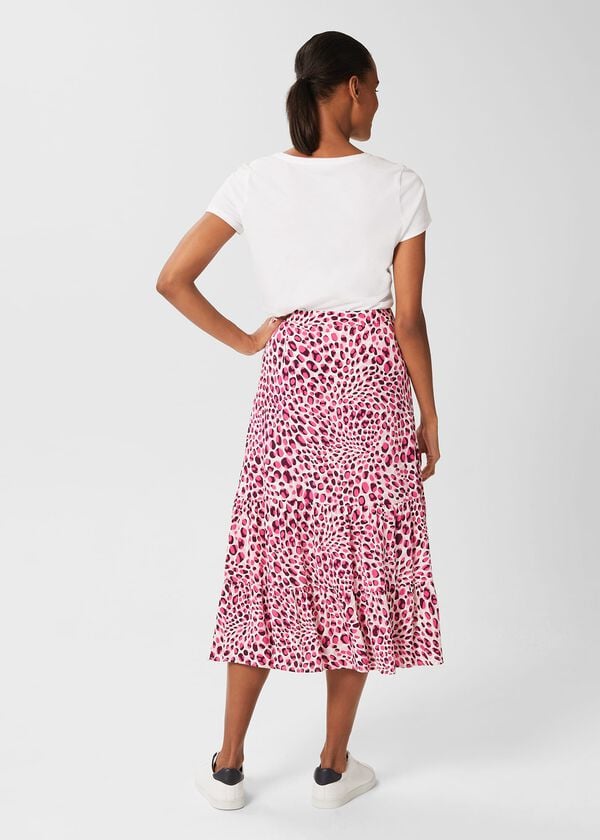 Hobbs Cici Skirt Ecru Raspberry