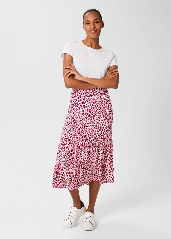hobbs Cici Skirt Ecru Raspberry