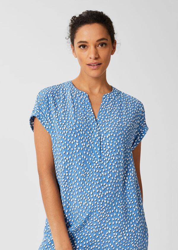 Hobbs Cindy A Line Dress Azure Blu Ivry