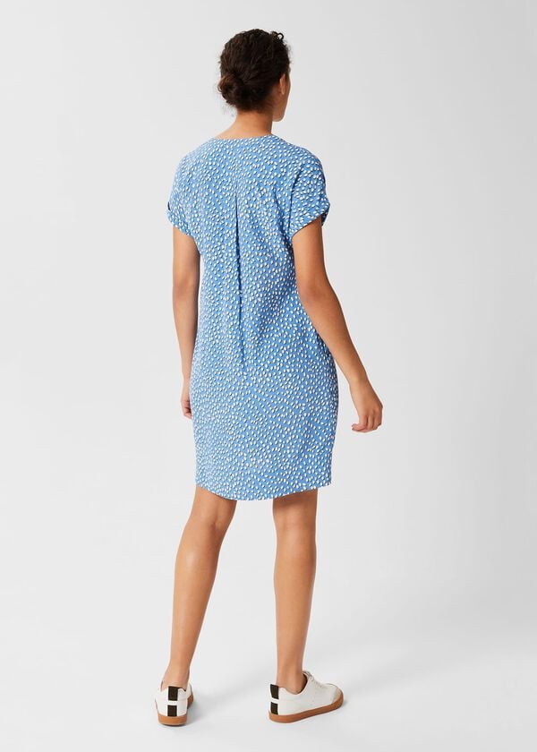 Hobbs Cindy A Line Dress Azure Blu Ivry