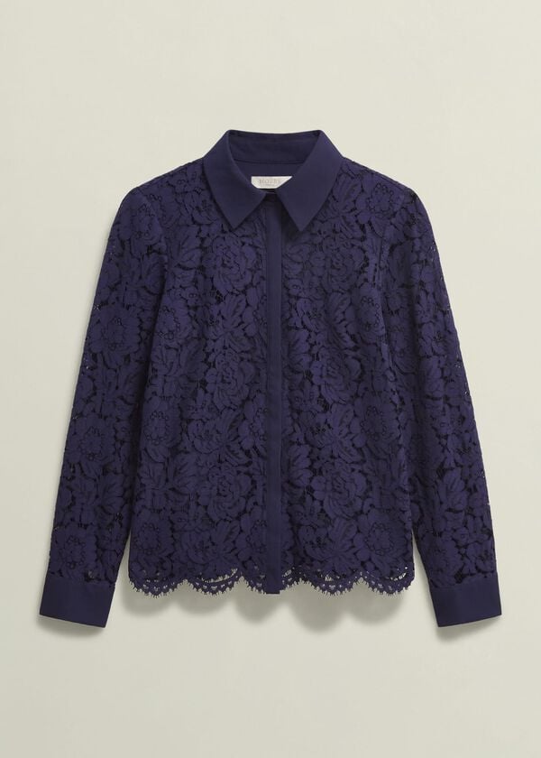 Hobbs Claire Lace Shirt Midnight Navy