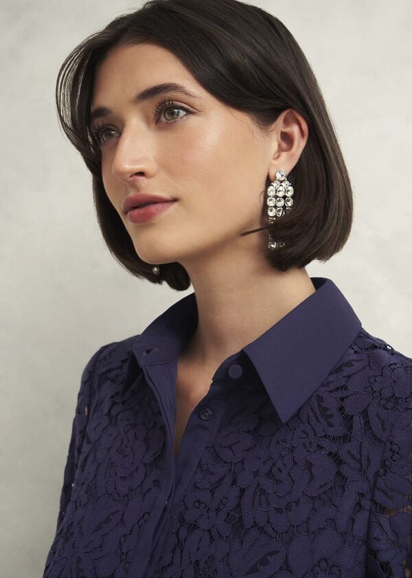Hobbs Claire Lace Shirt Midnight Navy
