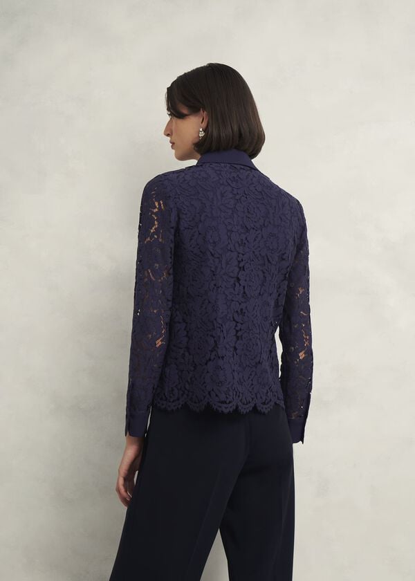 Hobbs Claire Lace Shirt Midnight Navy