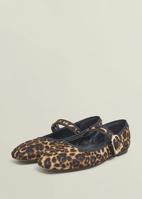 Hobbs Clara Leopard Mary Janes Leopard Print