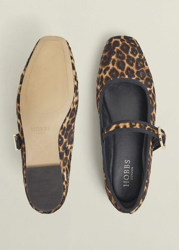Hobbs Clara Leopard Mary Janes Leopard Print