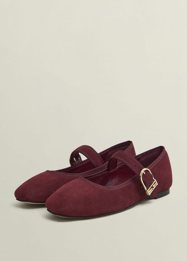 Hobbs Clara Suede Mary Janes Beryl Red