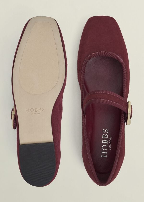 Hobbs Clara Suede Mary Janes Beryl Red