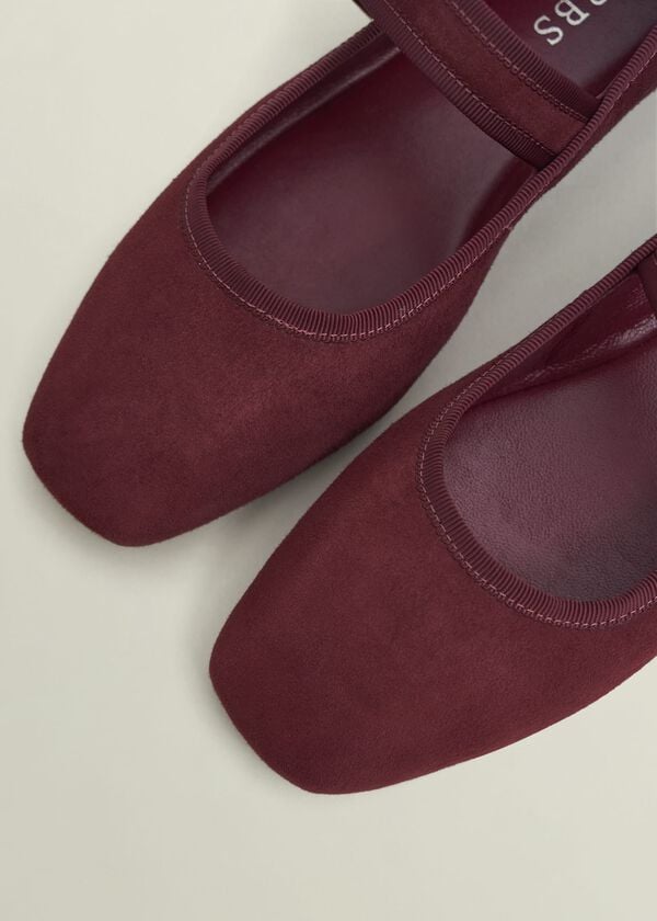 Hobbs Clara Suede Mary Janes Beryl Red