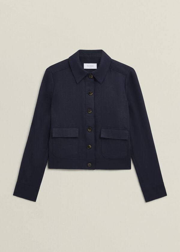 Hobbs Clarence Linen Jacket Navy