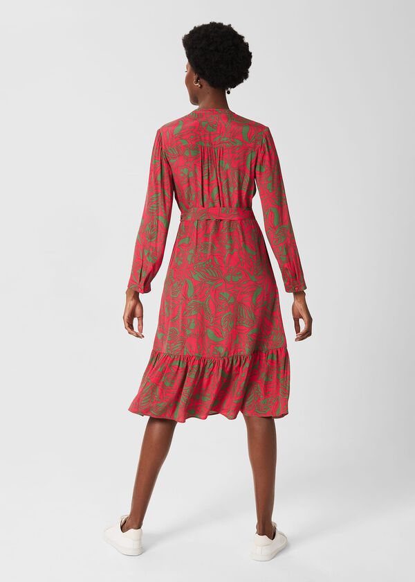 Hobbs Clarissa Belted Dress Magenta Green
