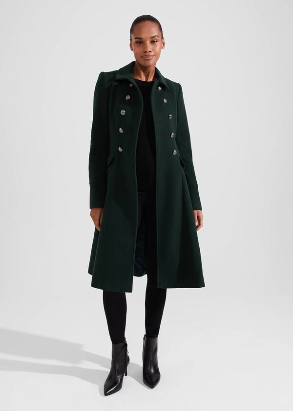 hobbs Clarisse Wool Blend Coat Green
