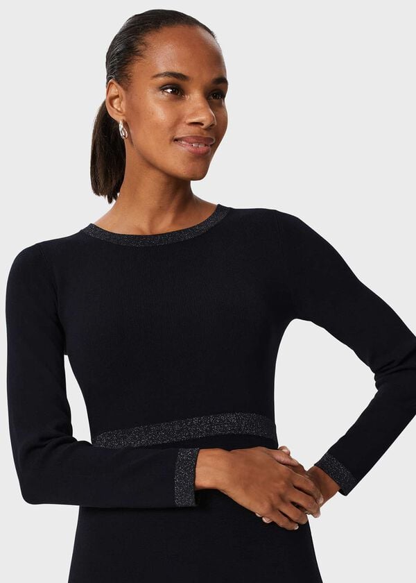 Hobbs Cleo Knitted Dress Navy