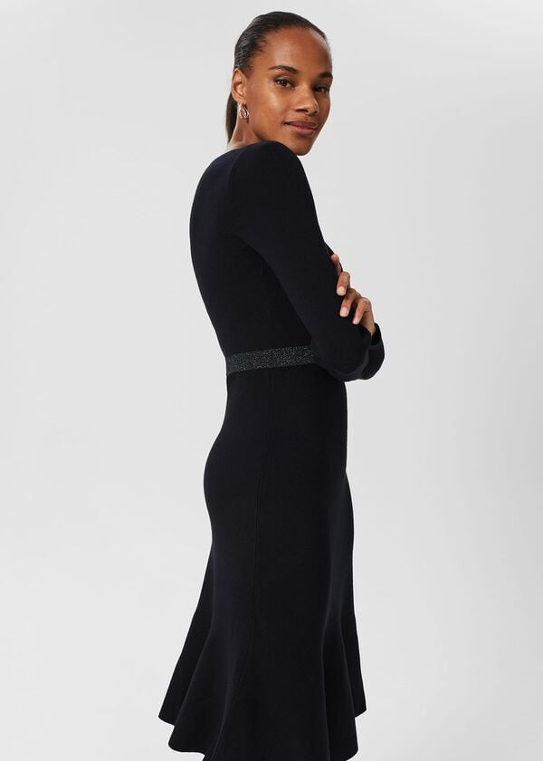Hobbs Cleo Knitted Dress Navy