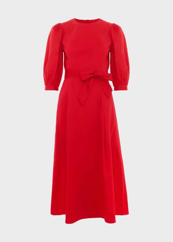 Hobbs Cliveden Tie Midi Dress Red