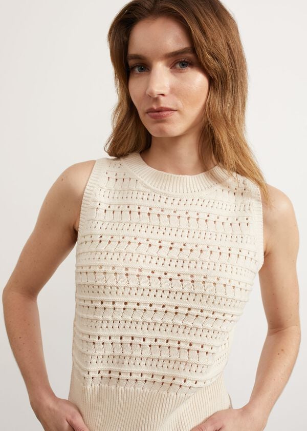 Hobbs Colemere Cotton Knitted Vest Buttercream