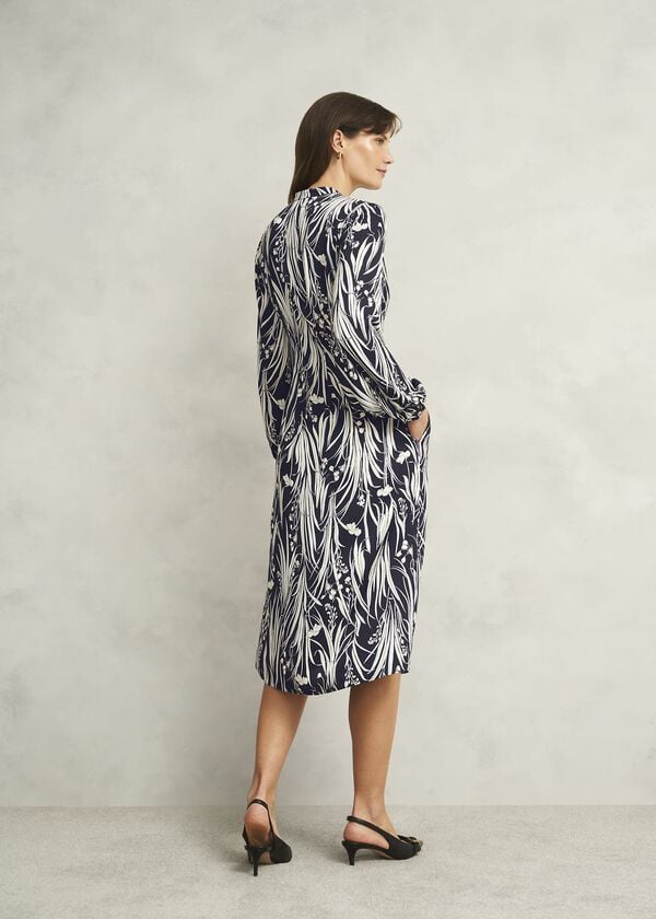 Hobbs Colette Dress Navy Ivory