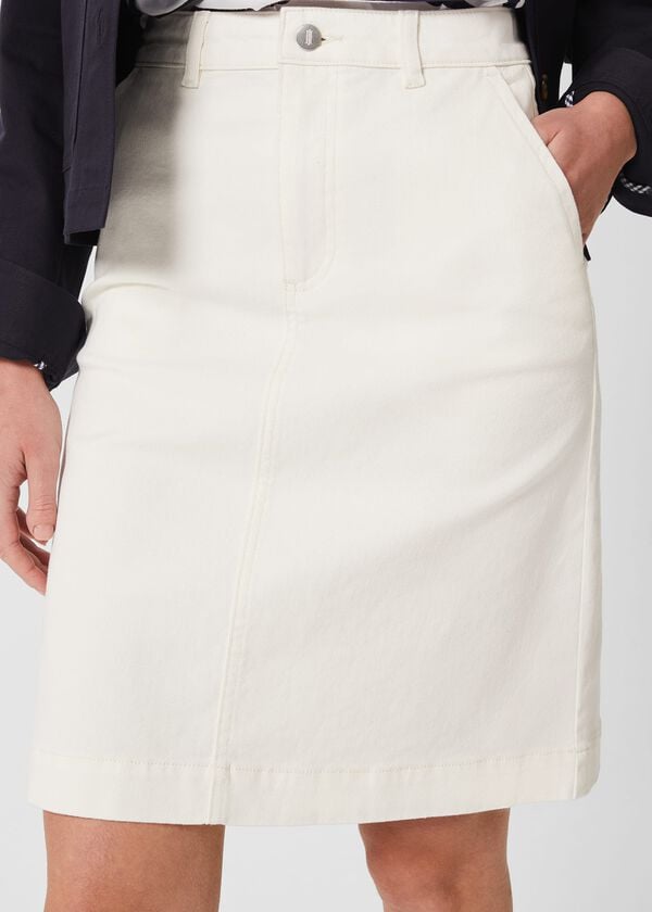 Hobbs Connie Denim Skirt Milky White