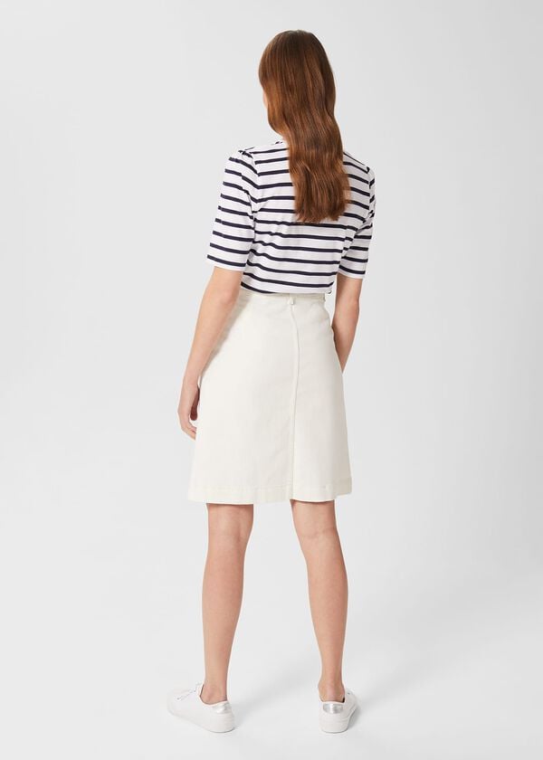 Hobbs Connie Denim Skirt Milky White