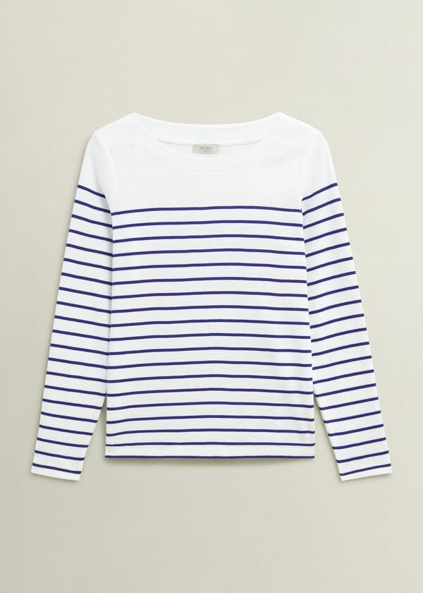 Hobbs Constance Cotton Striped Top White Blue