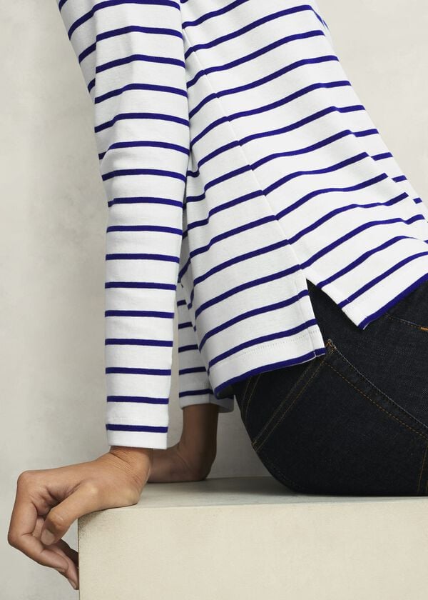 Hobbs Constance Cotton Striped Top White Blue
