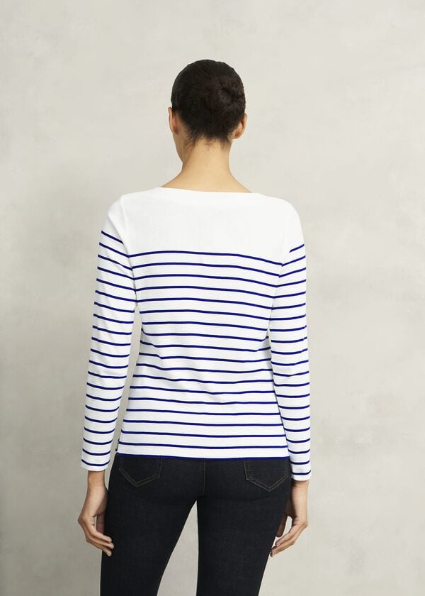 Hobbs Constance Cotton Striped Top White Blue