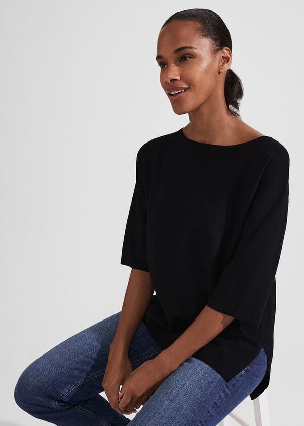 hobbs Cora Knitted Top Black