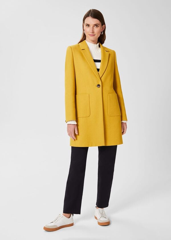 hobbs Corina Coat With Wool Oil Yellow