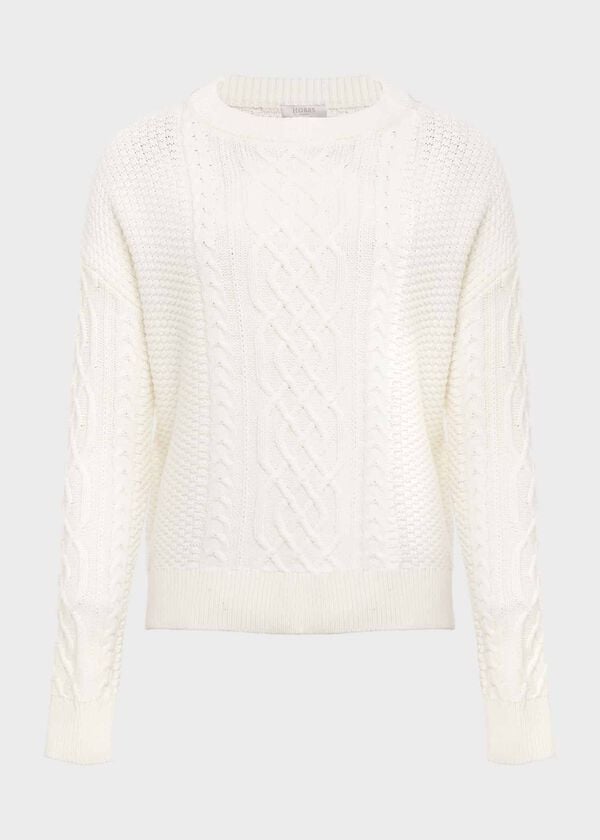 Hobbs Corina Cotton Cable Jumper Ivory