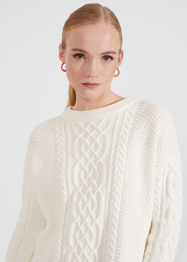 Hobbs Corina Cotton Cable Jumper Ivory