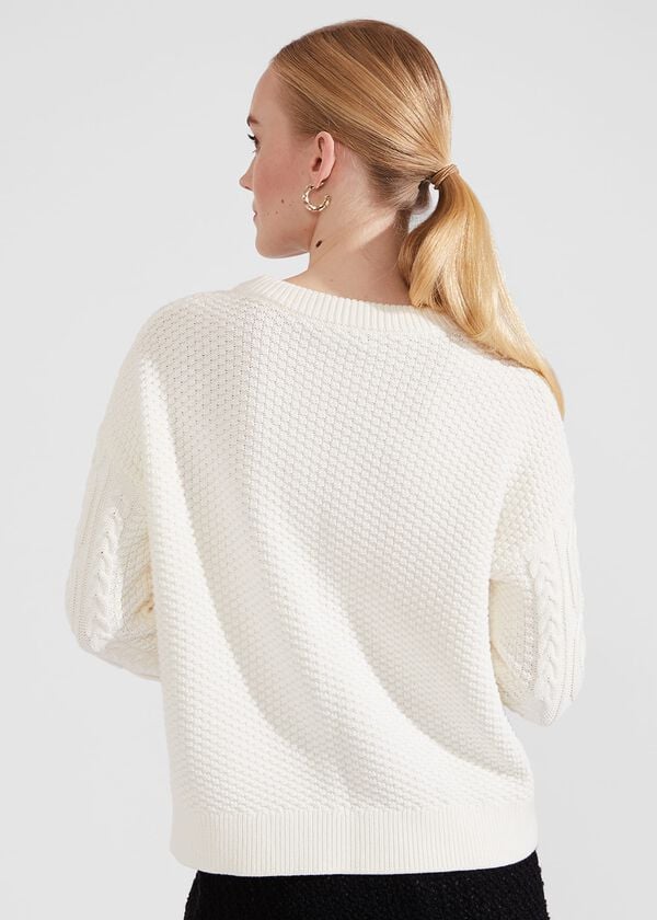 Hobbs Corina Cotton Cable Jumper Ivory