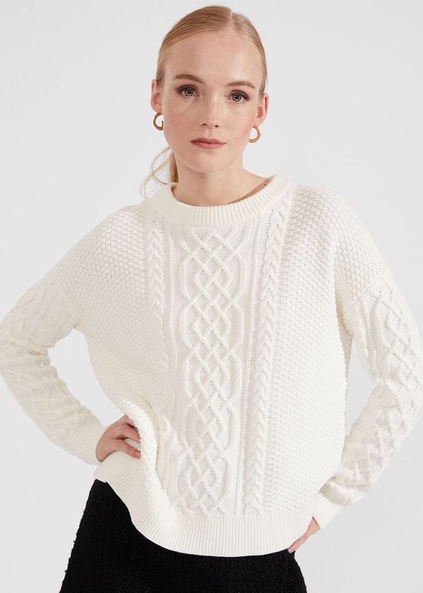 hobbs Corina Cotton Cable Jumper Ivory
