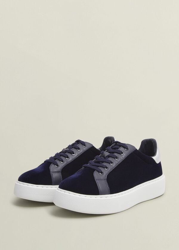 Hobbs Cosima Velvet Trainer Navy