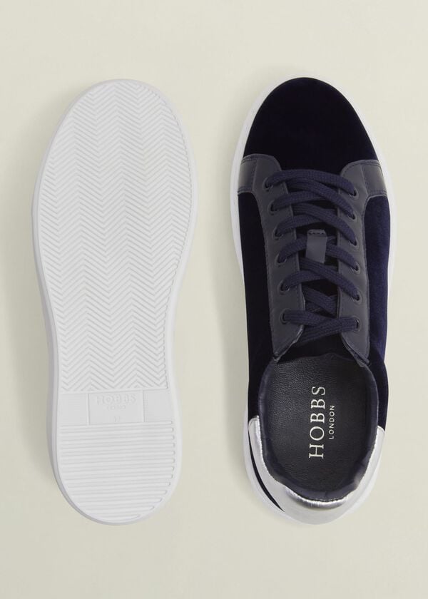 Hobbs Cosima Velvet Trainer Navy