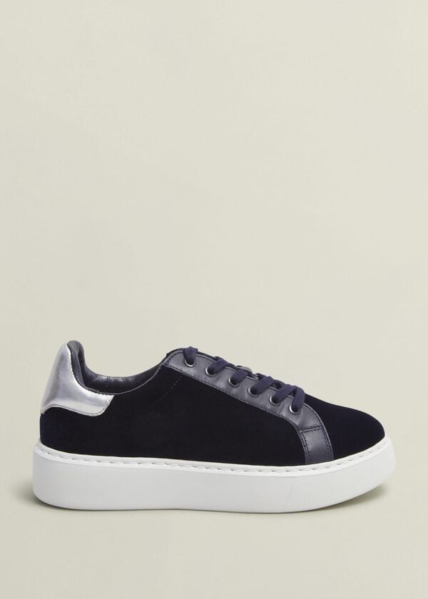 hobbs Cosima Velvet Trainer Navy