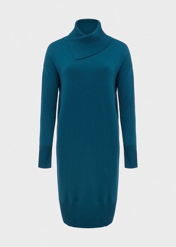 Hobbs Courtney Knitted Dress Aegean Blue