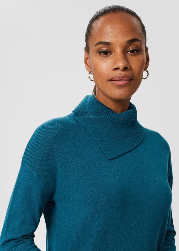 Hobbs Courtney Knitted Dress Aegean Blue