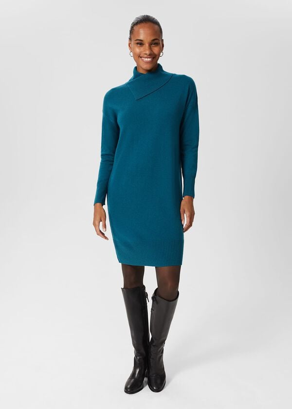 Hobbs Courtney Knitted Dress Aegean Blue