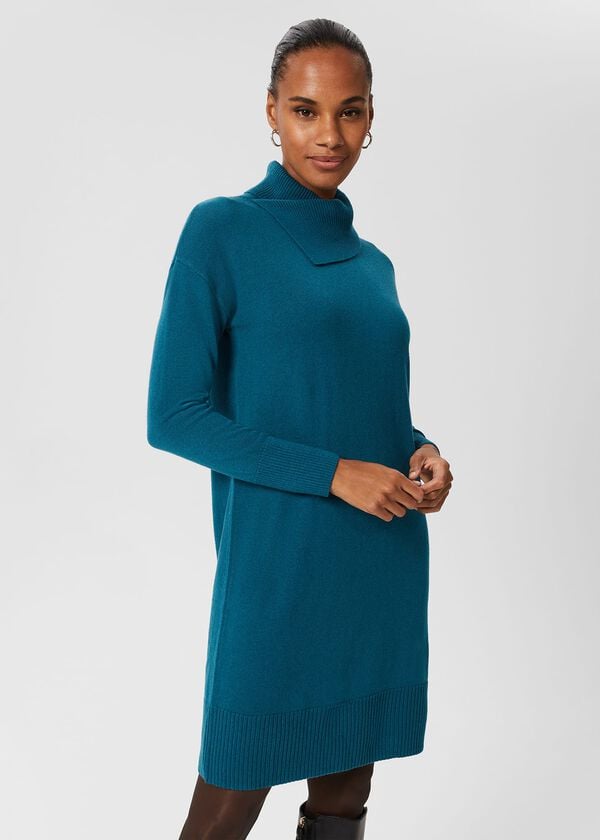 hobbs Courtney Knitted Dress Aegean Blue