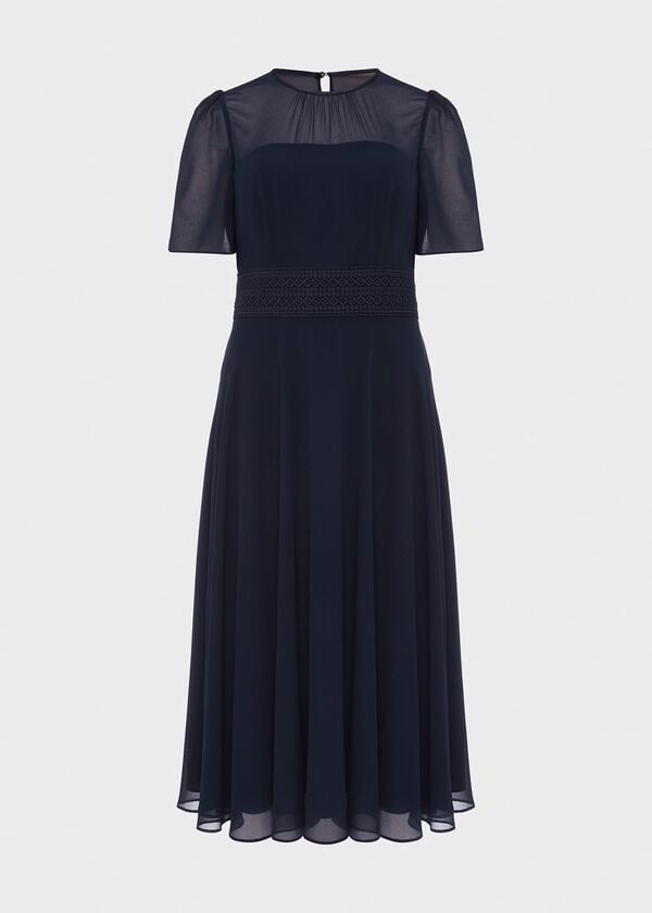 Hobbs Cressida Fit And Flare Dress Navy