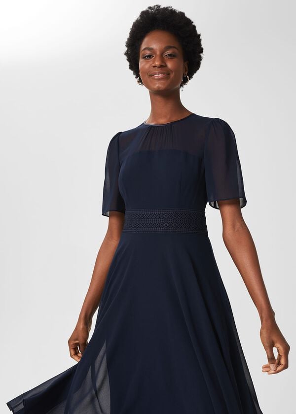 Hobbs Cressida Fit And Flare Dress Navy
