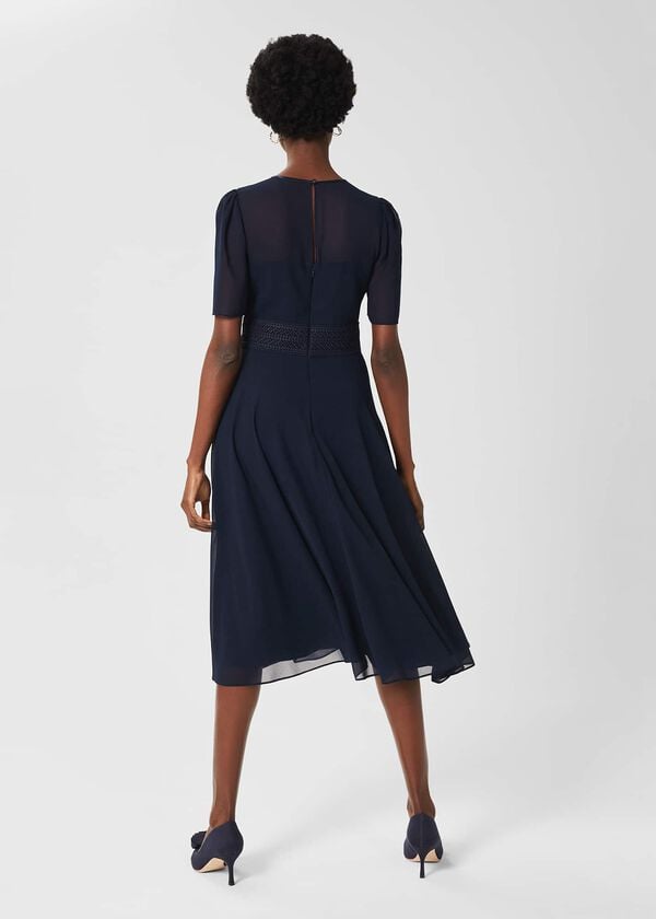 Hobbs Cressida Fit And Flare Dress Navy
