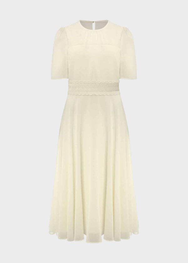 Hobbs Cressida Fit And Flare Dress Pale Yellow
