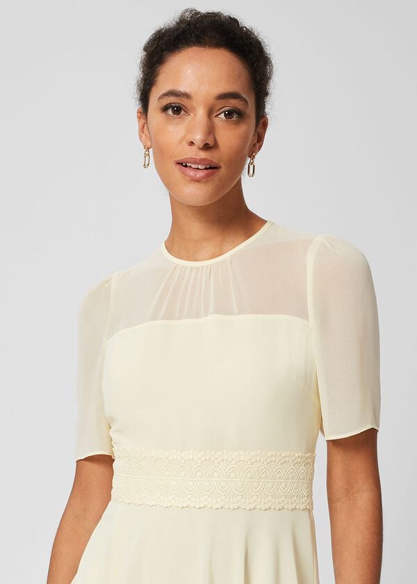 Hobbs Cressida Fit And Flare Dress Pale Yellow