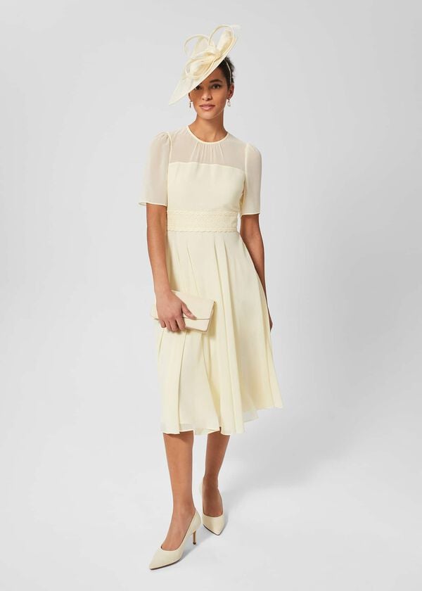 Hobbs Cressida Fit And Flare Dress Pale Yellow