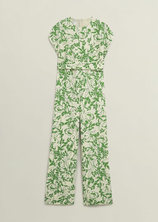 Hobbs Cressida Jumpsuit Cream Green