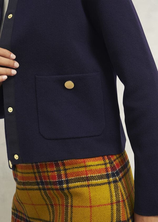Hobbs Daisy Cotton Wool Knitted Jacket Hobbs Navy