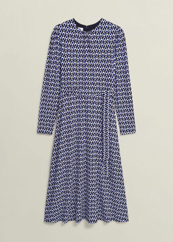 Hobbs Dakota Jersey Dress Navy Multi