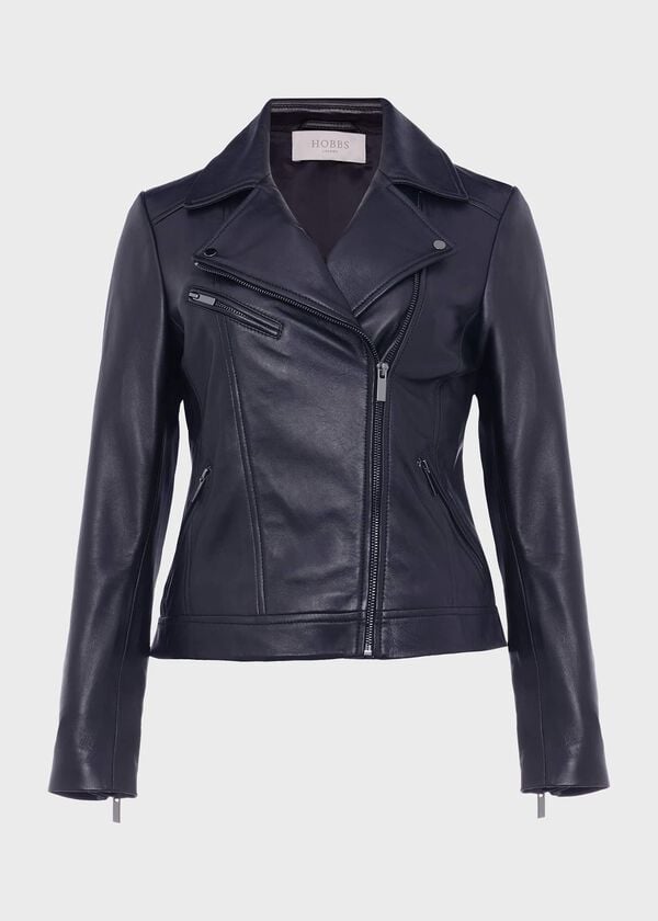 Hobbs Dakota Leather Jacket Navy