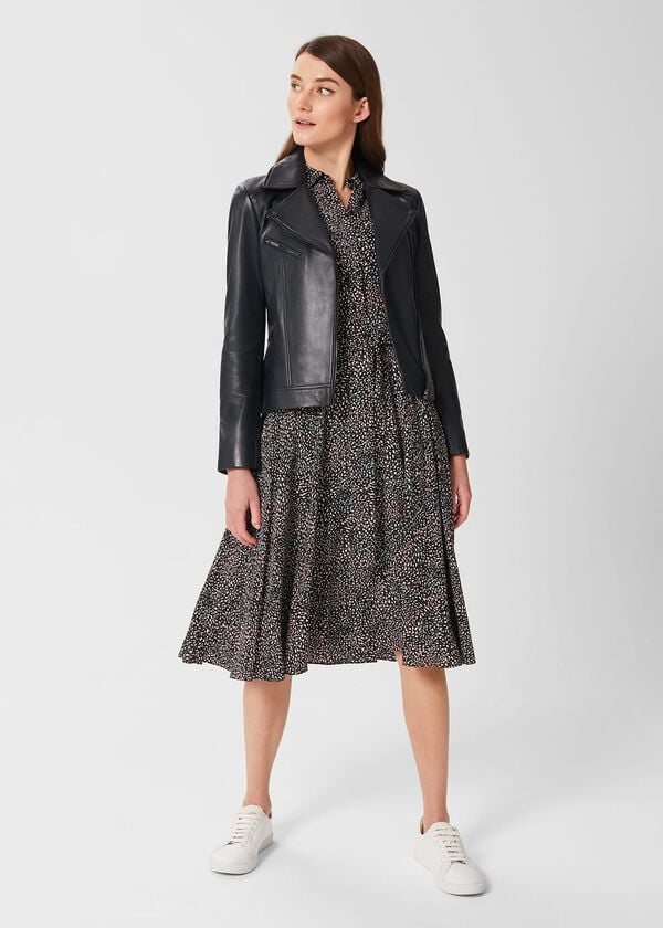Hobbs Dakota Leather Jacket Navy