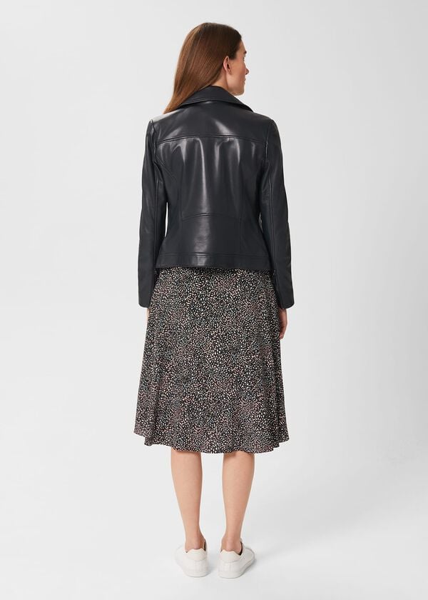 Hobbs Dakota Leather Jacket Navy